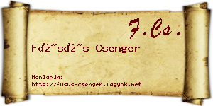 Füsüs Csenger névjegykártya